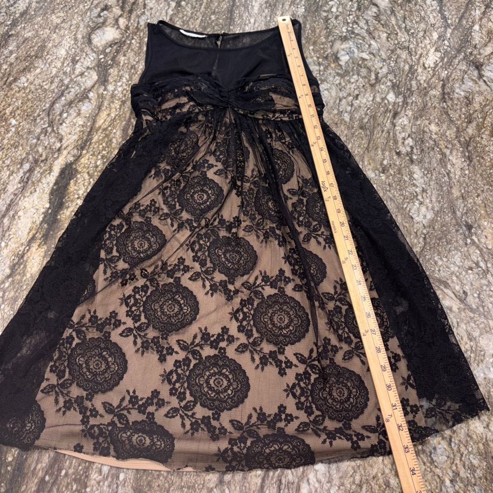 Dark Fairy Lace Overlay Sleeveless Cocktail Dress Womens 4 Black London‎ Times - Picture 4 of 11